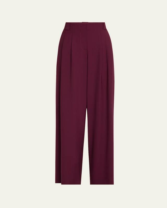 Wyatt Pleated High-Rise Wide-Leg Pants